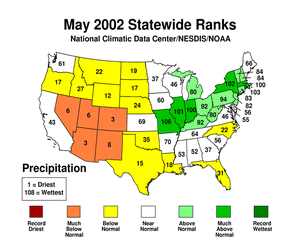 Click here for map showing Statewide Precipitation Ranks for May 2002