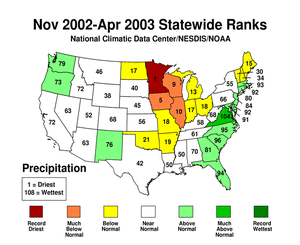 November 2002-April 2003 Statewide Precipitation Ranks