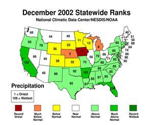 Statewide Precipitation Ranks for December 2002