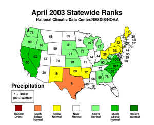 April 2003 Statewide Precipitation Ranks