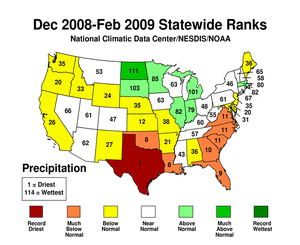 December 2008-February 2009 statewide precipitation ranks