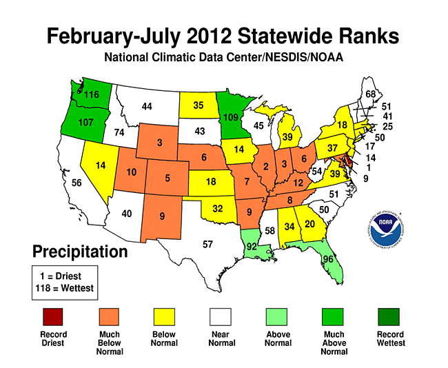 6-month state precipitation ranks