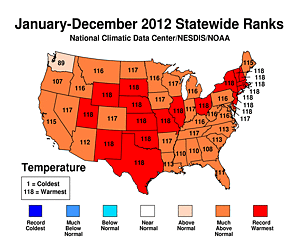 2012 National Temperature Rank Map