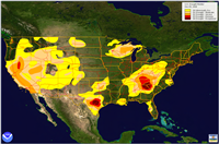 This image shows the U.S. Drought Monitor being displayed as a data service as part of the Weather and Climate Toolkit.
