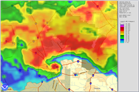 This image shows the Enterprise Alabama EF-5 tornado as seen by radar. Radar image is Base Reflectivity.