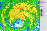 This image shows Hurricane Katrina's eyewall as the storm made landfall in Louisana. Image is a NEXRAD Level-III Base Reflectivity with smoothing applied.